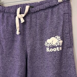 Roots Sweatpants Womens Small Purple Heathered Joggers Pockets Loungewear